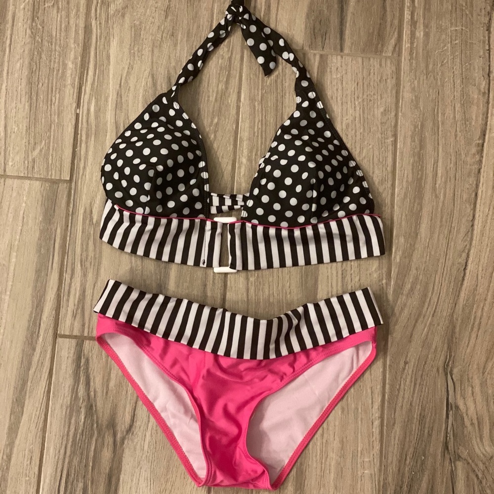 Women’s Cute Pink, Black, White Bikini